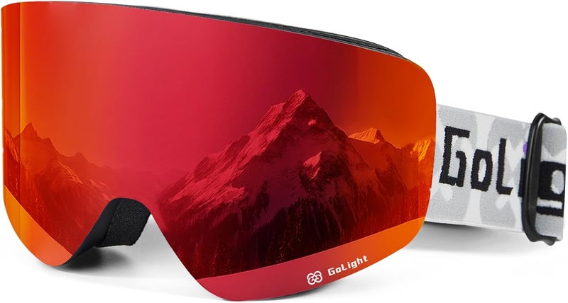 Golight XL Frameless Ski Goggles – OTG Snowboard Goggles with Anti-Fog Lens, UV400 REVO Mirror Protection for Men & Women - Image 1